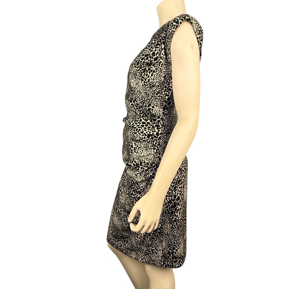 Leopard Print Dress Size 4 Ruched Sheath Dress Jersey Knit Bodycon Comfortable - Picture 10 of 12